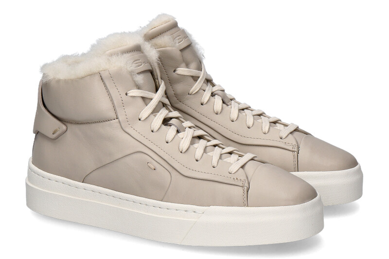 Santoni Damen- Mid- Cut Sneaker gefüttert NAPPA BEIGE