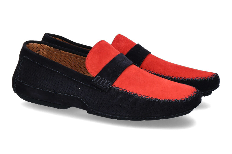 Moreschi Mokassin CAMOSCIO BLU SCURO ROSSO (44½) Moreschi Mokassin CAMOSCIO BLU SCURO ROSSO (44½)