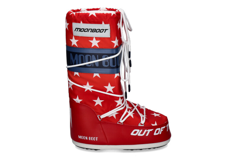 Moon Boot Snowboot RETROBIKER WHITE STARS PRINT- white/ red