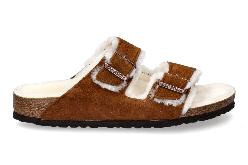 Birkenstock Pantolette ARIZONA FELL SCHMAL VELOURSLEDER MINK (41)