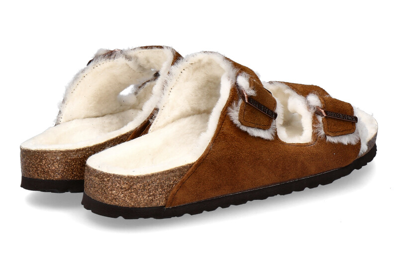 Birkenstock Pantolette ARIZONA FELL SCHMAL VELOURSLEDER MINK (41)