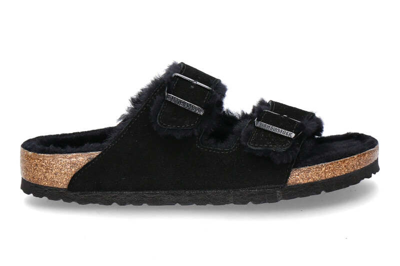 Birkenstock Pantolette gefüttert ARIZONA SCHMAL FUR BLACK