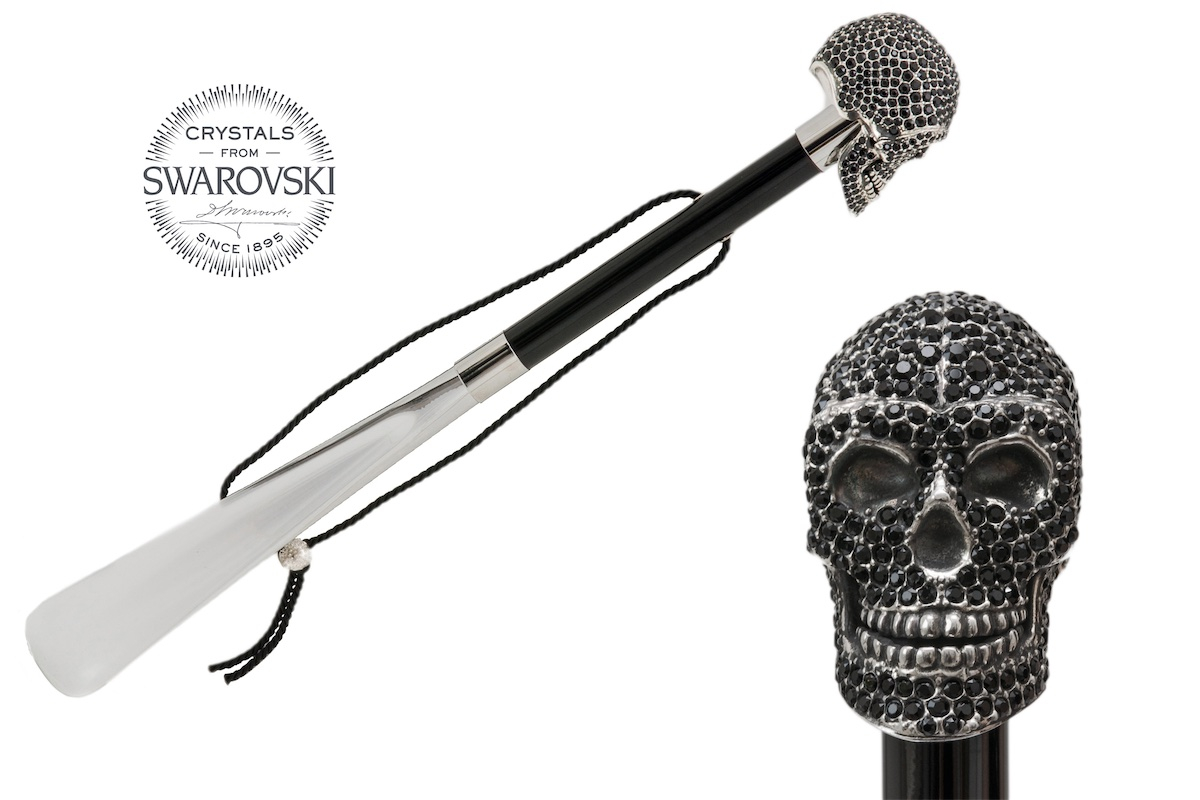 Pasotti Schuhanzieher SKULL SWAROVSKI BLACK