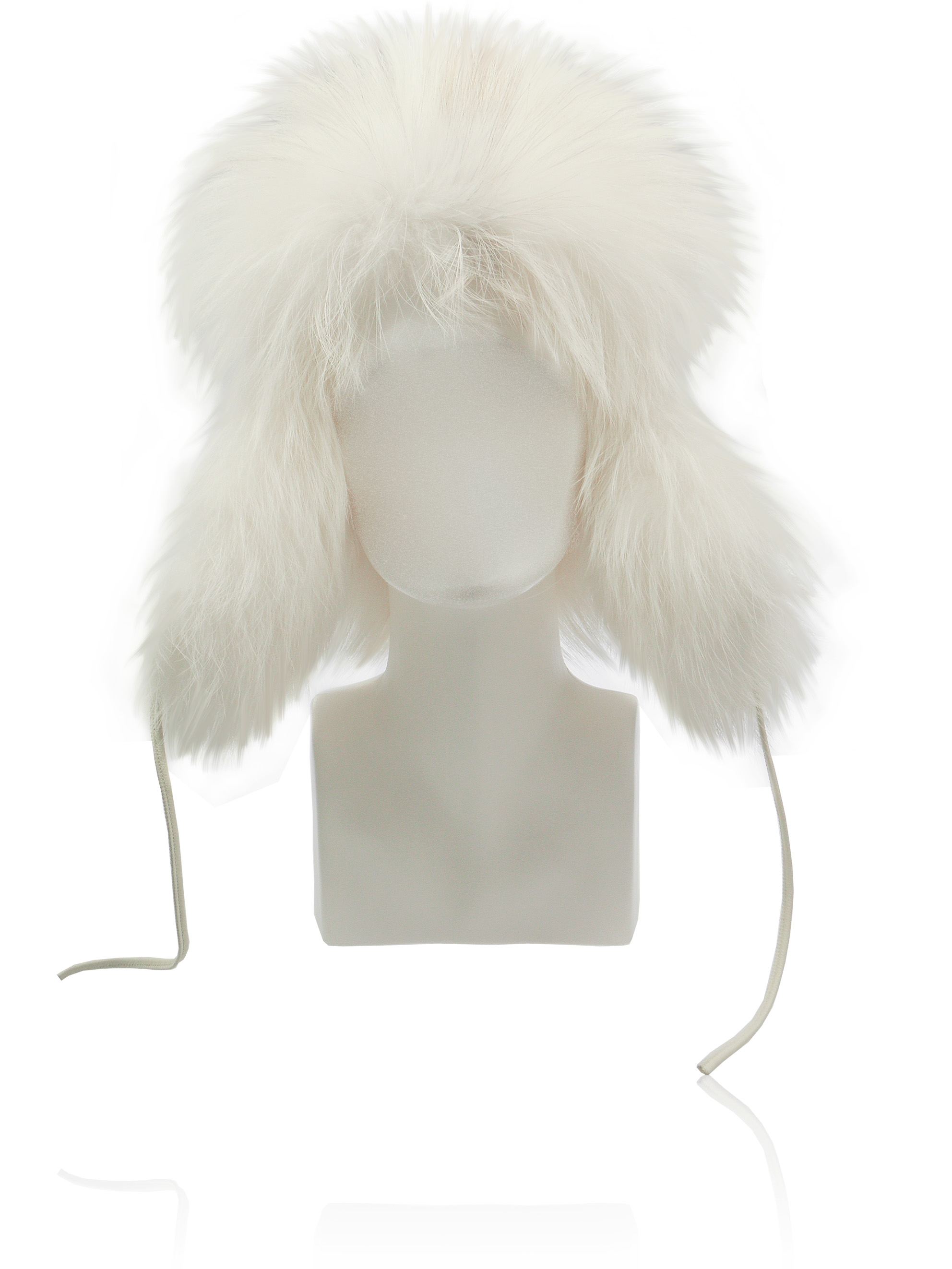 FurLand Pilotenmütze - USHANKA WHITE RED ROSES - Fuchsfell