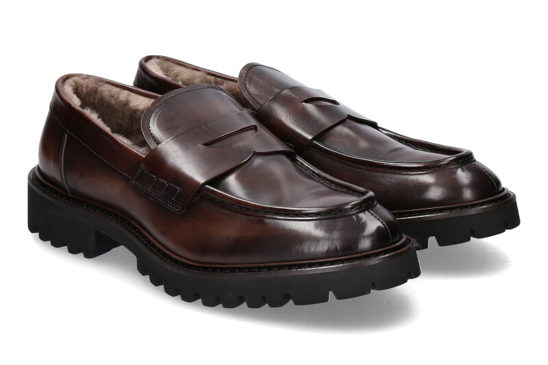 Corvari Loafer gefüttert DIVER MARRONE- dunkelbraun