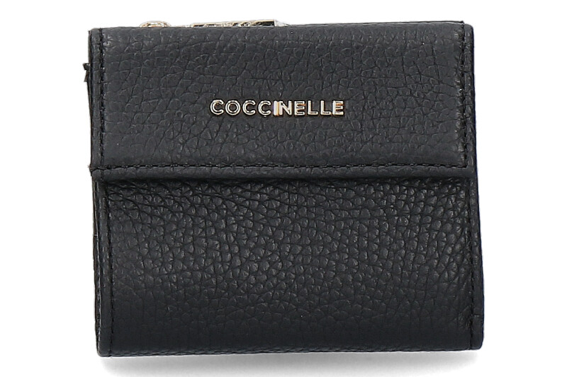 Coccinelle Portemonnaie GRAIN LEATHER METALLIC SOFT NOIR Coccinelle Portemonnaie GRAIN LEATHER METALLIC SOFT NOIR