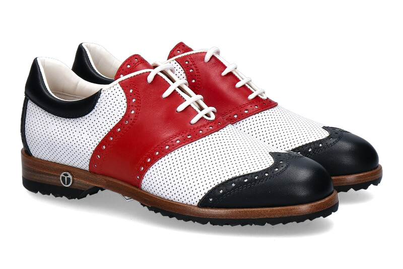 Tee Golf Shoes Damen- Golfschuh SUSY PERFORATO BLU BIANCO ROSSO (35½)