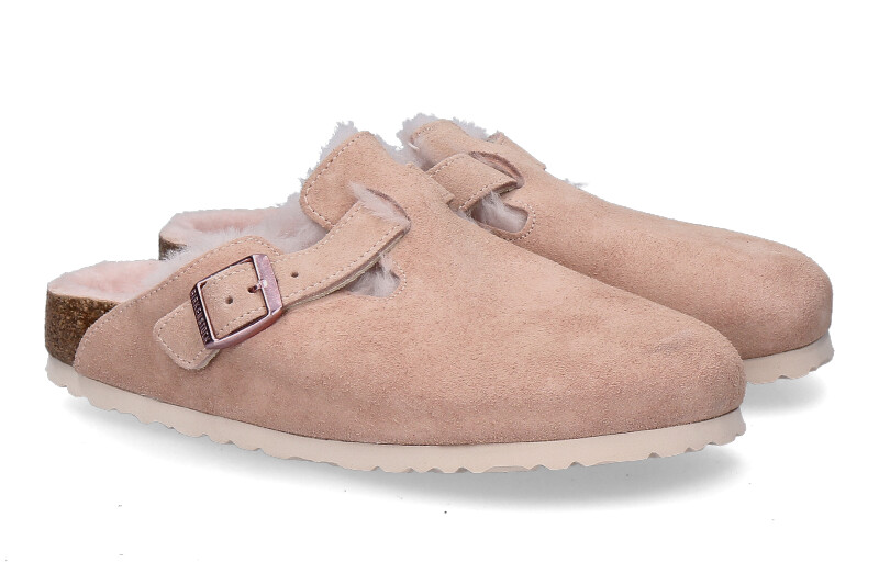 Birkenstock Clogs gefüttert BOSTON SCHMAL SHEARLING LIGHT ROSE