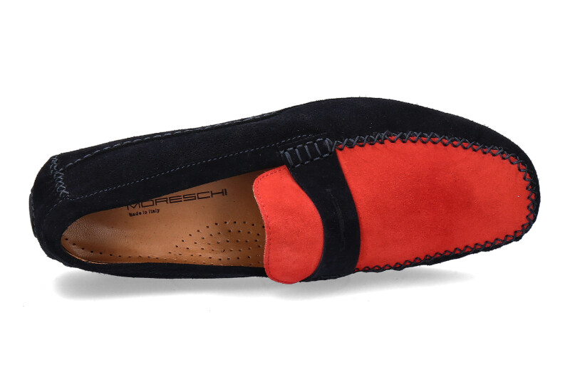 Moreschi Mokassin CAMOSCIO BLU SCURO ROSSO (44½) Moreschi Mokassin CAMOSCIO BLU SCURO ROSSO (44½)