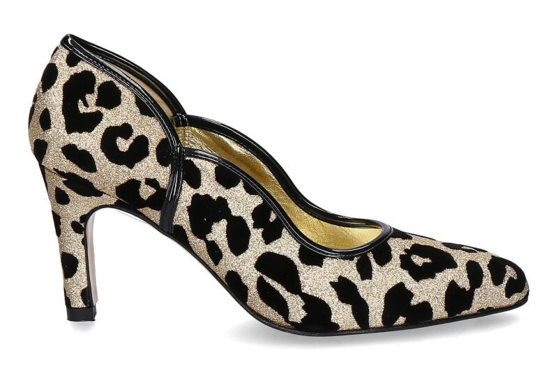 Azuree Cannes Pumps RAPIDO TISSU JAGUAR ORO VERNIS NOIR (39)