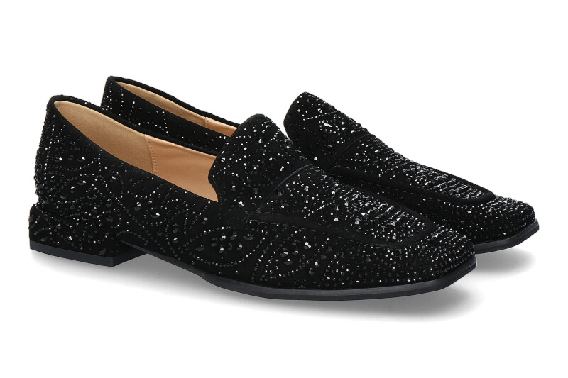 Alma en pena Damen- Loafer GLITTER NERO- schwarz