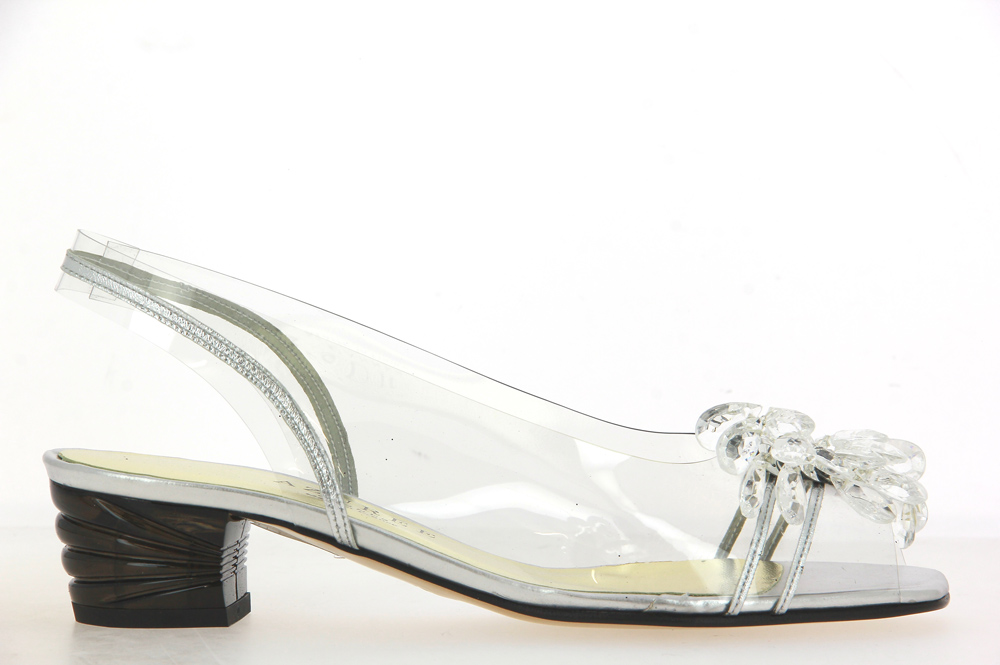 Azuree Cannes Sandalette NUAGO METAL ARGENT MOTF GOUTTES TRANSPARENTES 