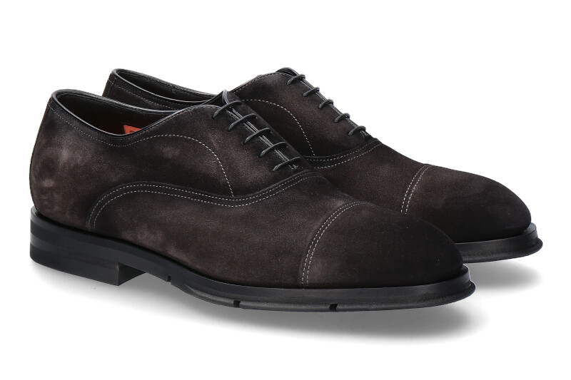 Santoni Oxford VELOURS VINTAGE BLACK/GREY- schwarz/ grau