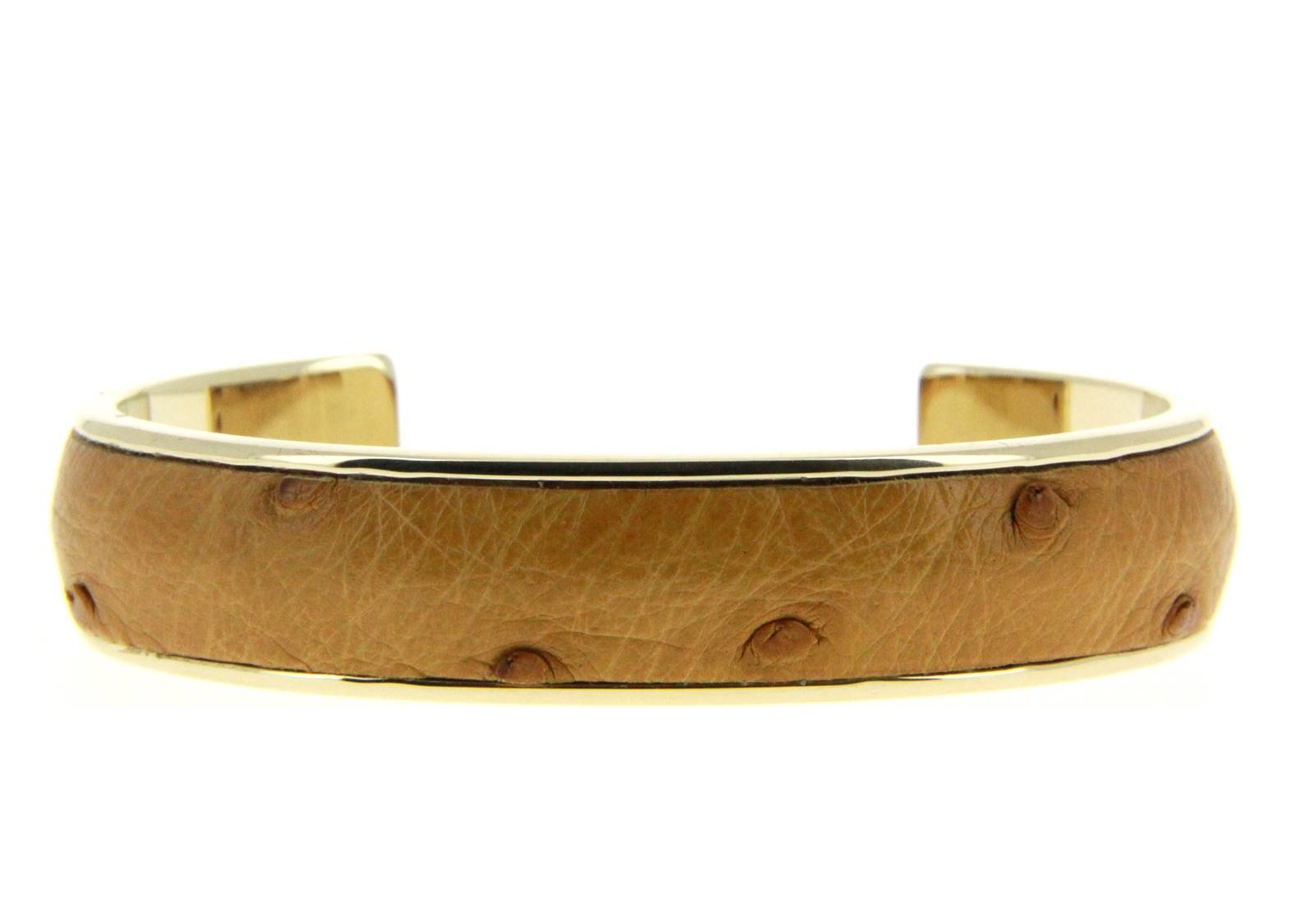 Stamerra Armband VERO GENUINE OSTRICH GOLD TABACCO