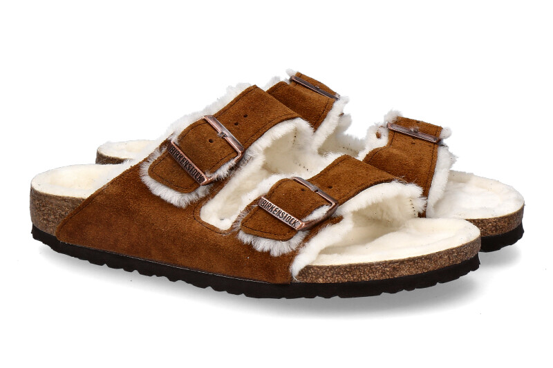 Birkenstock Pantolette ARIZONA FELL SCHMAL VELOURSLEDER MINK (36)