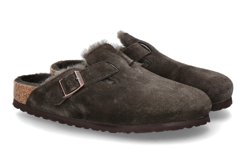 Birkenstock Clogs gefüttert BOSTON SCHMAL SHEARLING MOCCA