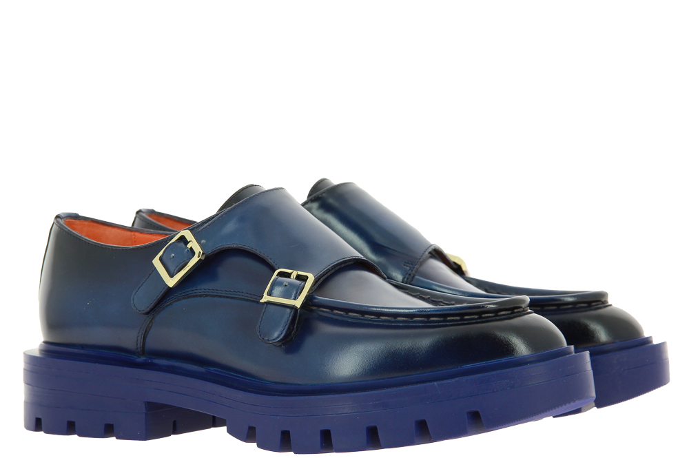 Santoni Monk LEATHER BLU