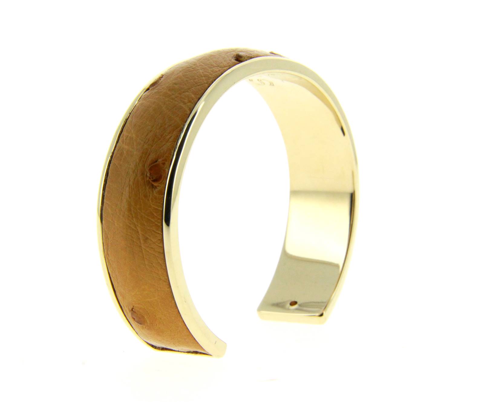 Stamerra Armband VERO GENUINE OSTRICH GOLD TABACCO