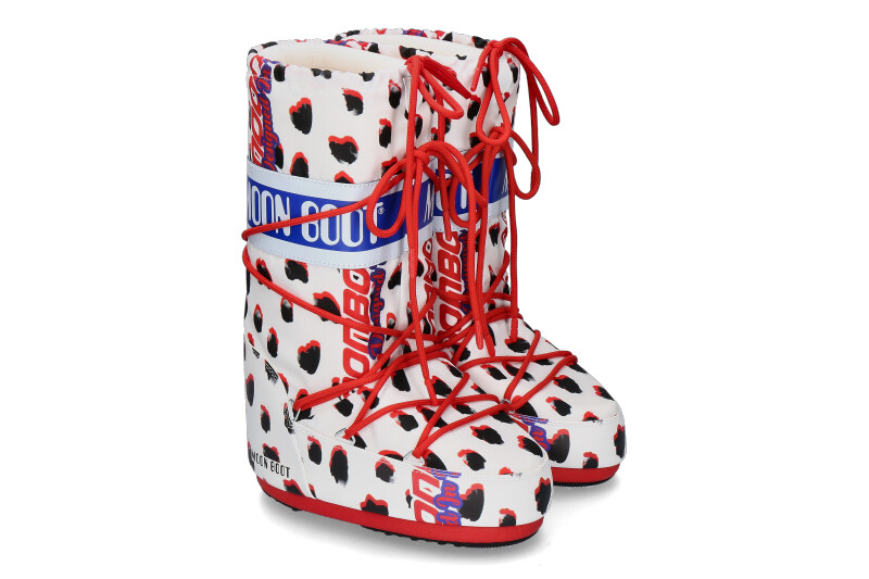 Moon Boot Snowboot RETROBIKER DALMATIAN- white/ red