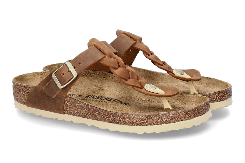 Birkenstock Pantolette GIZEH NORMAL BRAIDED COGNAC 