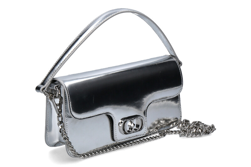 La Carrie Abendtasche SHINY BAGUETTE LEATHER SILVER