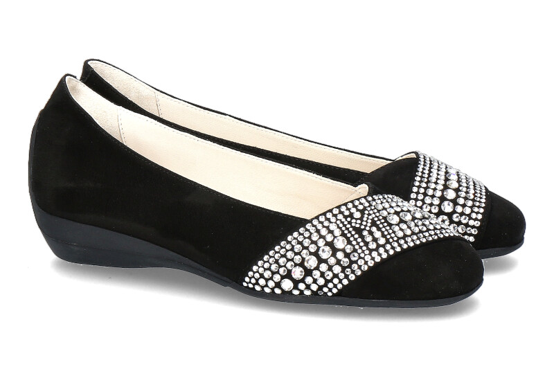 Mania Ballerina CAMOSCIO NERO SILVER STRASS (36)