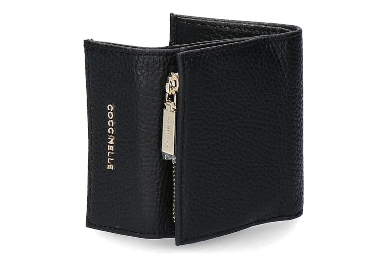 Coccinelle Portemonnaie GRAIN LEATHER METALLIC SOFT NOIR Coccinelle Portemonnaie GRAIN LEATHER METALLIC SOFT NOIR