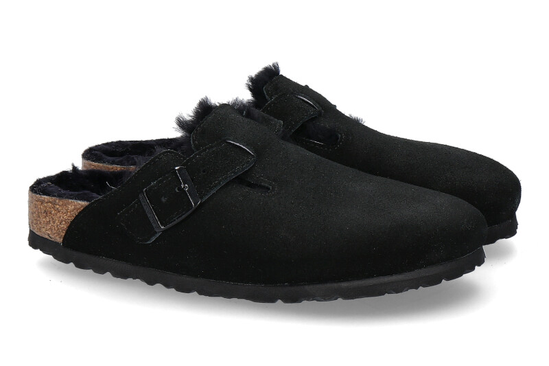 Birkenstock Clogs gefüttert BOSTON SCHMAL SHEARLING BLACK